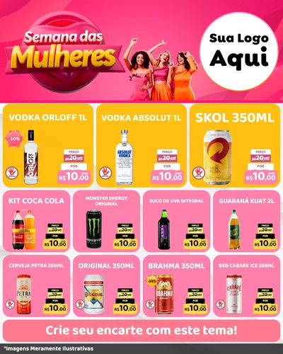 Modelo de Rede Social para Feed Instagram com o tema Semana das Mulheres para Distribuidora de bebidas