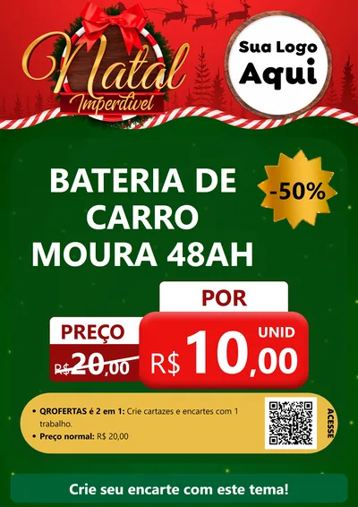 Modelo de Cartaz para Cartaz A4 Vertical com o tema Natal Imperdível para Baterias Elétricas