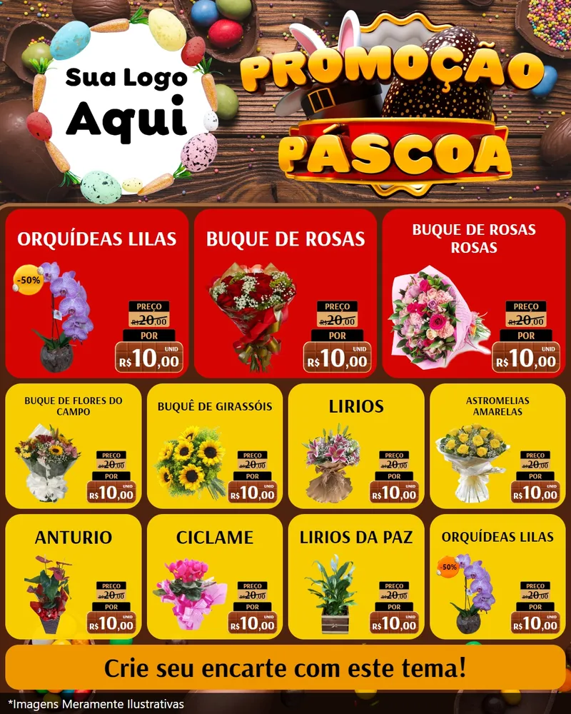 Modelo de Rede Social para Feed Instagram com o tema Promoção Páscoa para Floricultura e jardim