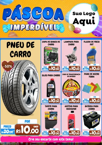 Modelo de Encarte para Encarte A4 Vertical com o tema Páscoa Imperdível para Auto peças