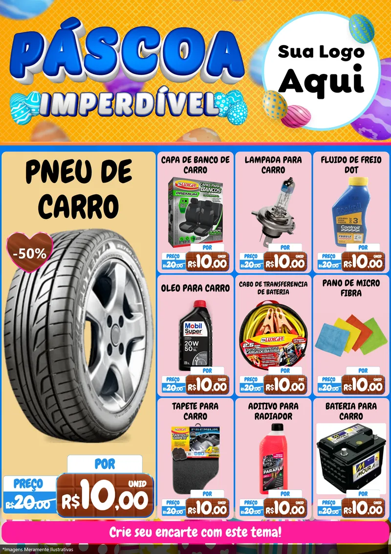 Modelo de Encarte para Encarte A4 Vertical com o tema Páscoa Imperdível para Auto peças