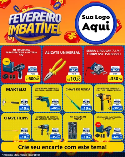 Modelo de Rede Social para Feed Instagram com o tema Fevereiro Imbatível para Maquinas e Ferramentas