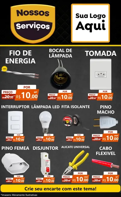 Modelo de Encarte para Encarte Grande com o tema Nossos Serviços para Materiais Elétricos