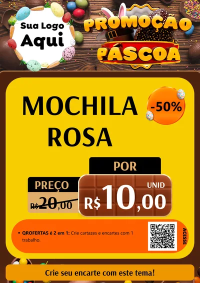 Modelo de Cartaz para Cartaz A4 Vertical com o tema Promoção Páscoa para Papelaria