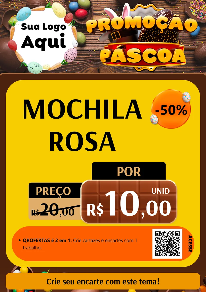 Modelo de Cartaz para Cartaz A4 Vertical com o tema Promoção Páscoa para Papelaria