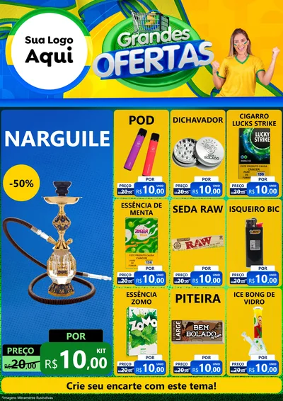 Modelo de Encarte para Encarte A4 Vertical com o tema Grandes Ofertas para Tabacaria