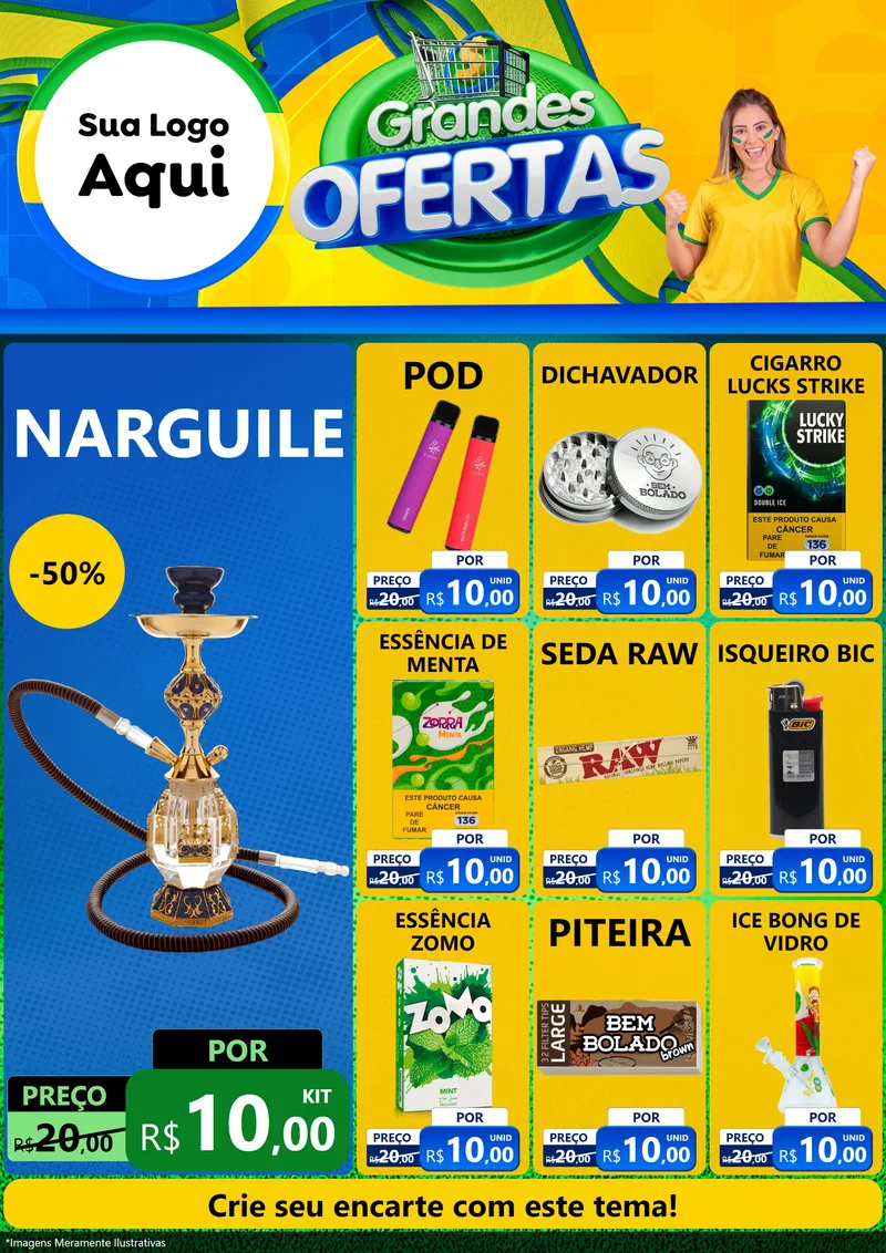 Modelo de Encarte para Encarte A4 Vertical com o tema Grandes Ofertas para Tabacaria
