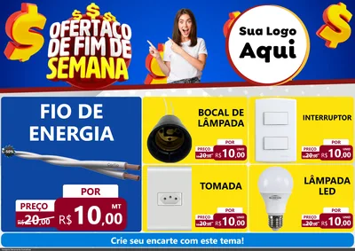 Modelo de Encarte para Encarte A4 Horizontal com o tema Ofertaço de Fim de Semana para Materiais Elétricos