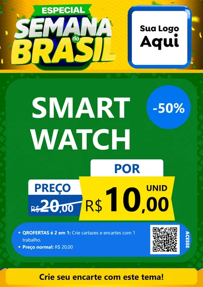 Modelo de Cartaz para Cartaz A4 Vertical com o tema Especial Semana do Brasil para Informática