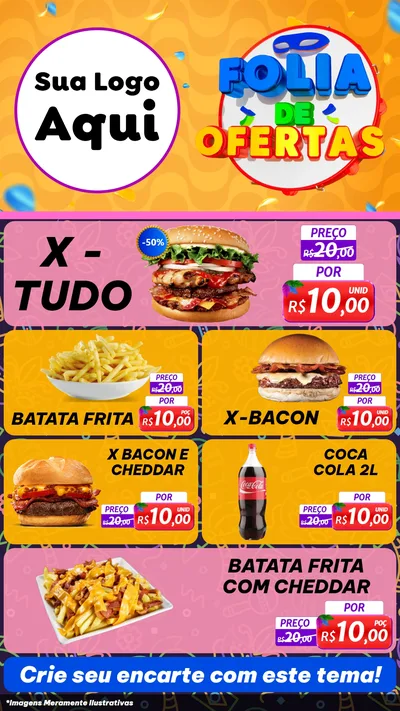 Modelo de TV para TV Vertical com o tema Folia de Ofertas para Hamburgueria