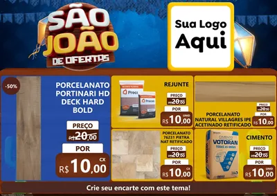 Modelo de Encarte para Encarte A4 Horizontal com o tema São João Ofertas Imbatíveis! - Junina para Pisos e revestimentos