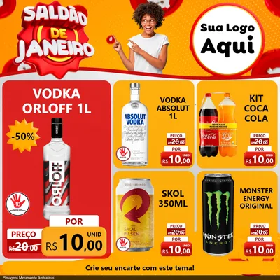 Modelo de Rede Social para Feed Facebook com o tema Saldão de Janeiro para Distribuidora de bebidas