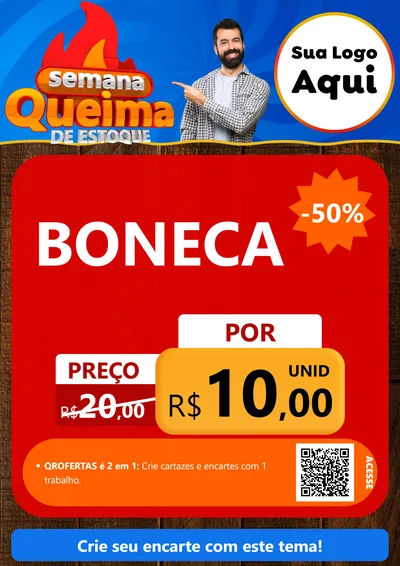Modelo de Cartaz para Cartaz A4 Vertical com o tema Semana Queima de Estoque para Brinquedos