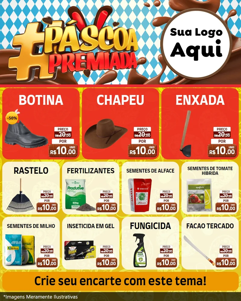 Modelo de Rede Social para Feed Instagram com o tema Páscoa Premiada para Agropecuária