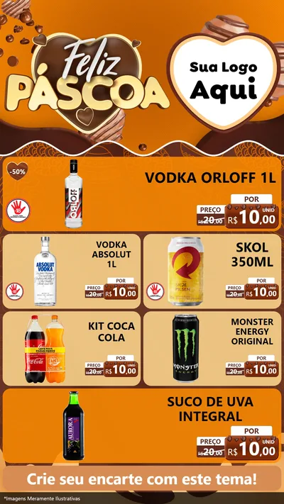 Modelo de TV para TV Vertical com o tema Feliz Páscoa para Distribuidora de bebidas