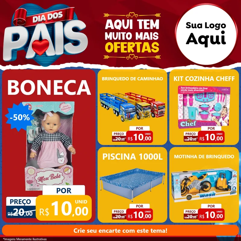 Modelo de Rede Social para Feed Facebook com o tema Dia dos Pais para Brinquedos
