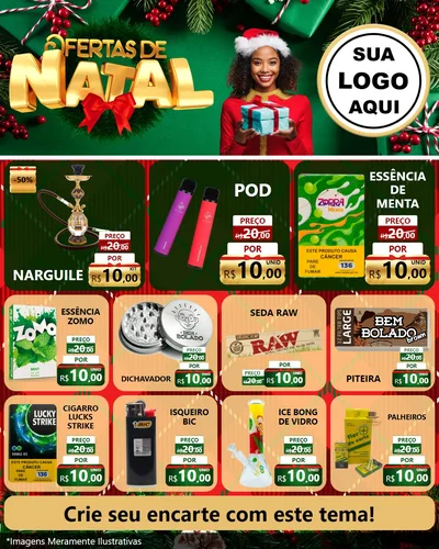 Modelo de Rede Social para Feed Instagram com o tema Ofertas de Natal para Tabacaria