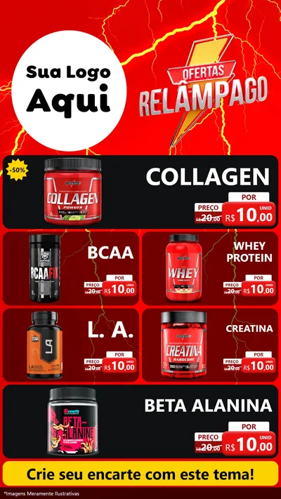 Modelo de TV para TV Vertical com o tema Ofertas Relâmpago para Suplementos alimentares