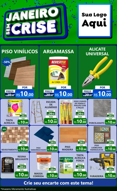 Modelo de Encarte para Encarte Grande com o tema Janeiro Sem Crise para Material para Construção