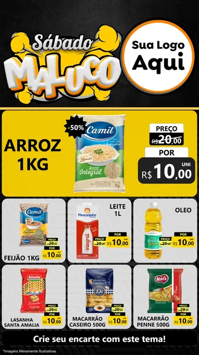 Modelo de Rede Social para Stories com o tema Sábado Maluco para Supermercado