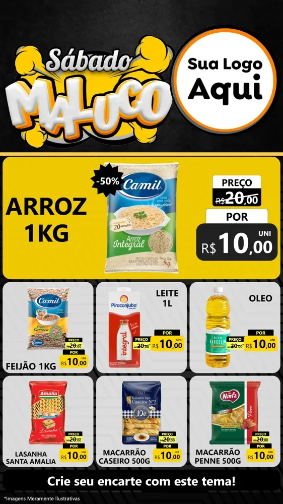 Modelo de Rede Social para Stories com o tema Sábado Maluco para Supermercado