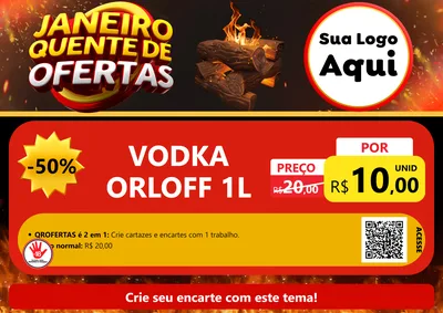 Modelo de Cartaz para Cartaz A4 Horizontal com o tema Janeiro Quente de Ofertas para Distribuidora de bebidas