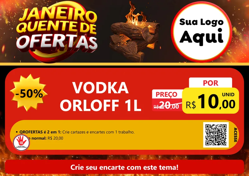 Modelo de Cartaz para Cartaz A4 Horizontal com o tema Janeiro Quente de Ofertas para Distribuidora de bebidas