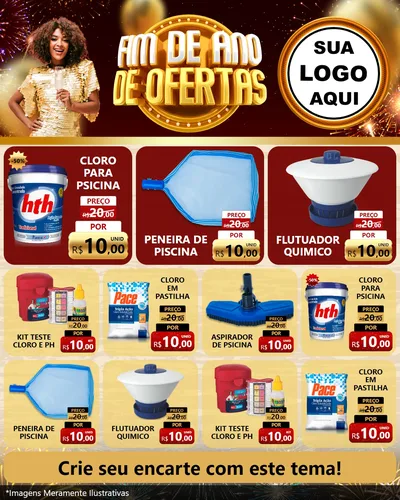 Modelo de Rede Social para Feed Instagram com o tema Fim de Ano de Ofertas para Produtos para Piscina