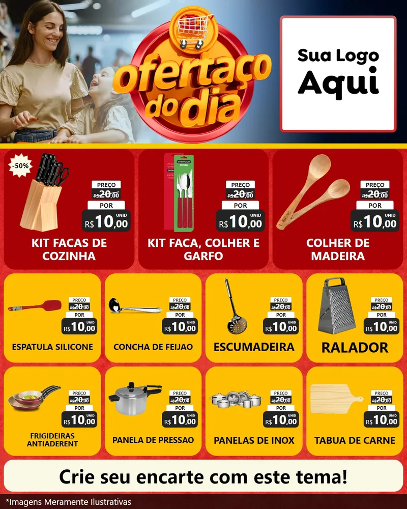 Modelo de Rede Social para Feed Instagram com o tema Ofertaço Do Dia para Utilidades Domésticas