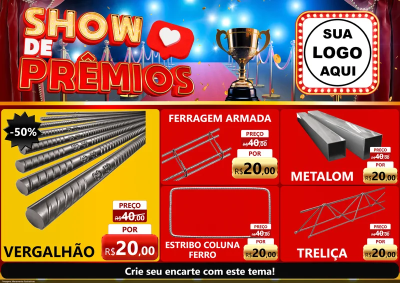 Modelo de Encarte para Encarte A4 Horizontal com o tema Show de Prêmios para Ferragens