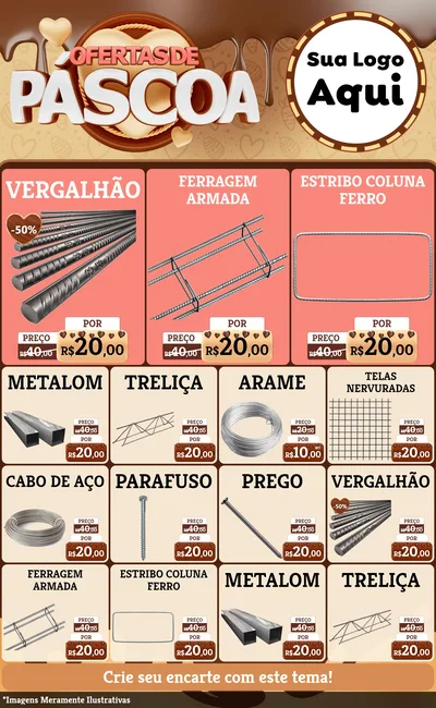 Modelo de Encarte para Encarte Grande com o tema Ofertas de Páscoa para Ferragens