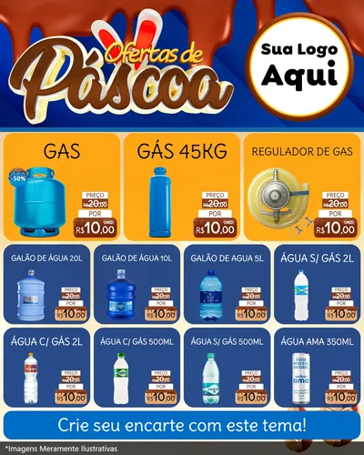 Modelo de Rede Social para Feed Instagram com o tema Ofertas de Páscoa para Água e gás