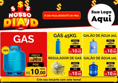 Modelo de Encarte para Encarte A4 Horizontal com o tema Nosso Dia D para Água e gás