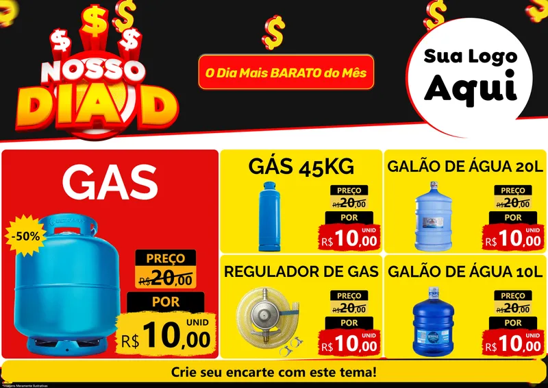 Modelo de Encarte para Encarte A4 Horizontal com o tema Nosso Dia D para Água e gás