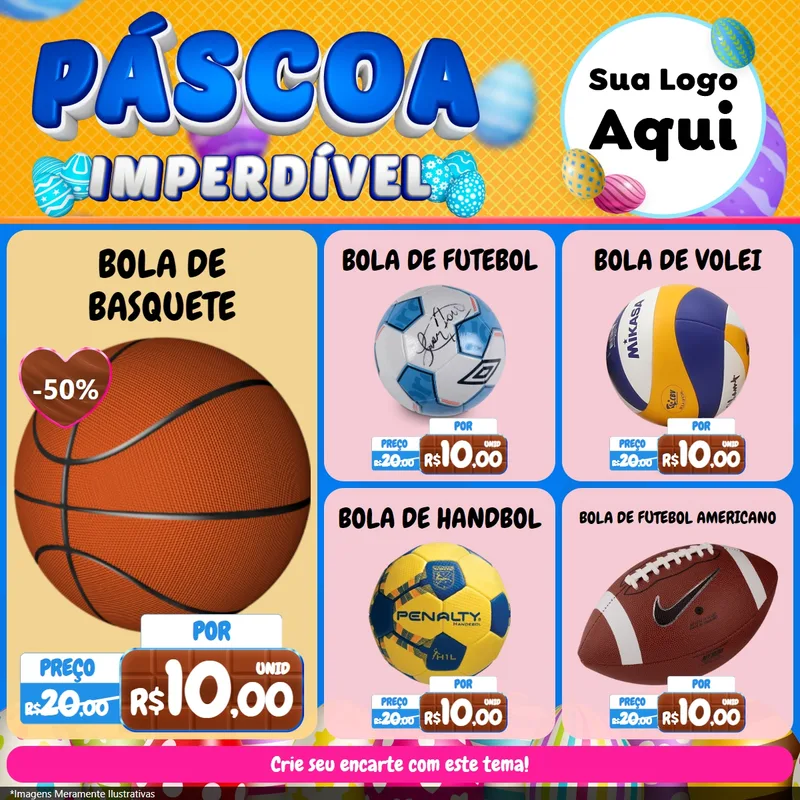 Modelo de Rede Social para Feed Facebook com o tema Páscoa Imperdível para Artigos Esportivos