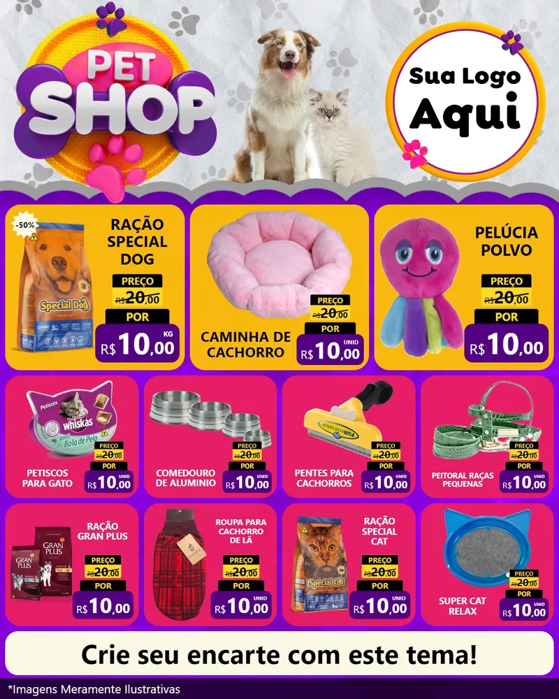 Modelo de Rede Social para Feed Instagram com o tema Pet Shop para Pet Shop