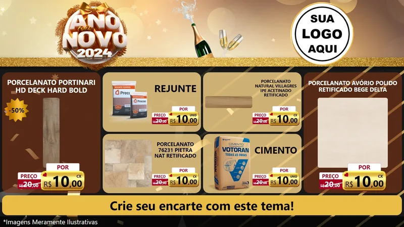 Modelo de TV para TV Horizontal com o tema Feliz Ano Novo 2027 para Pisos e revestimentos
