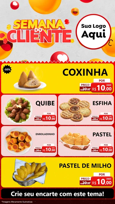 Modelo de TV para TV Vertical com o tema Semana do Cliente para Salgadaria