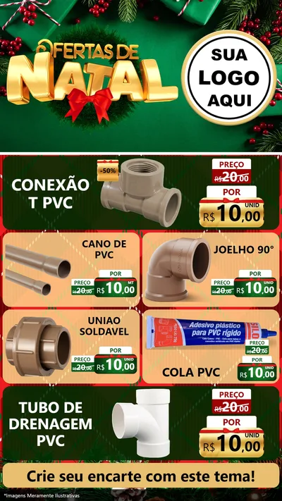 Modelo de TV para TV Vertical com o tema Ofertas de Natal para Tubos e conexões