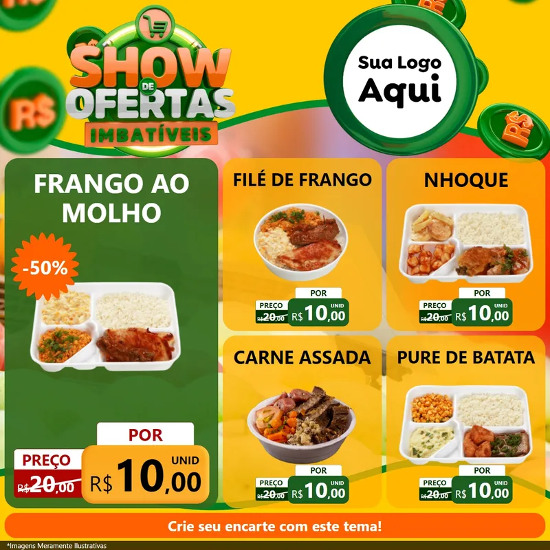Modelo de Rede Social para Feed Facebook com o tema Show de Ofertas Imbatíveis para Restaurante