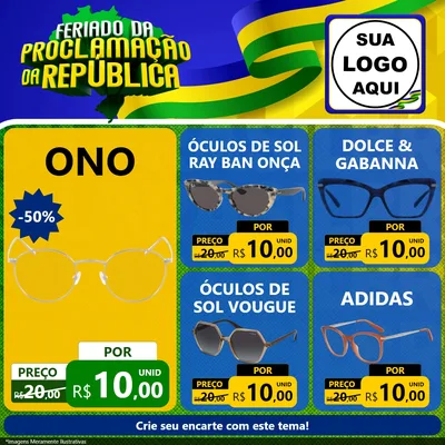 Modelo de Rede Social para Feed Facebook com o tema Feriado da Proclamação da República para Óticas