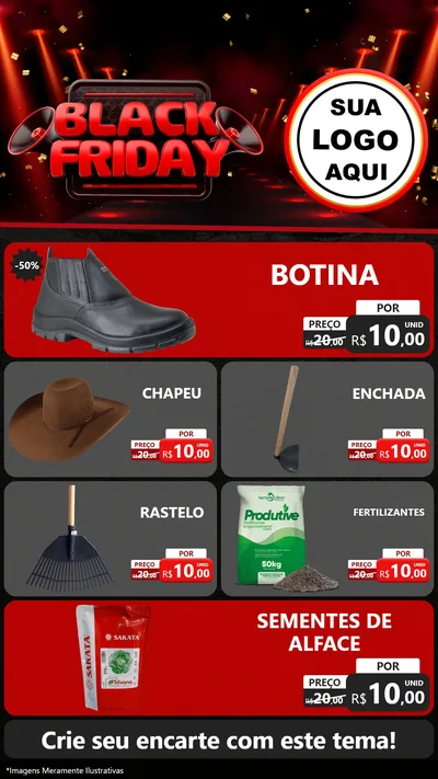 Modelo de TV para TV Vertical com o tema Black Friday para Agropecuária