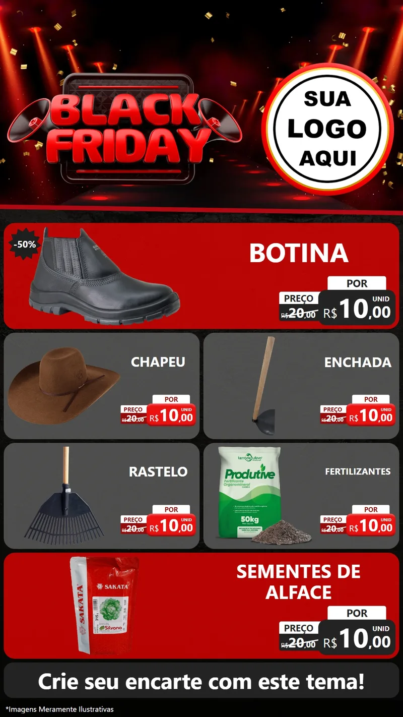 Modelo de TV para TV Vertical com o tema Black Friday para Agropecuária