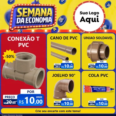 Modelo de Rede Social para Feed Facebook com o tema Semana da Economia para Tubos e conexões