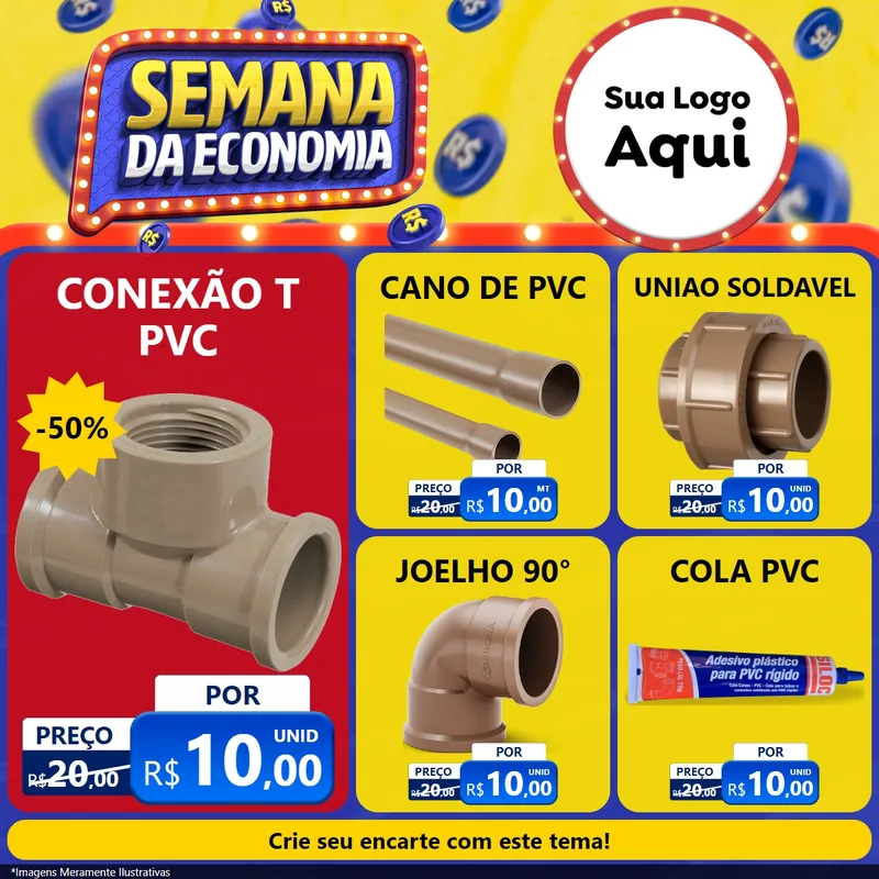 Modelo de Rede Social para Feed Facebook com o tema Semana da Economia para Tubos e conexões
