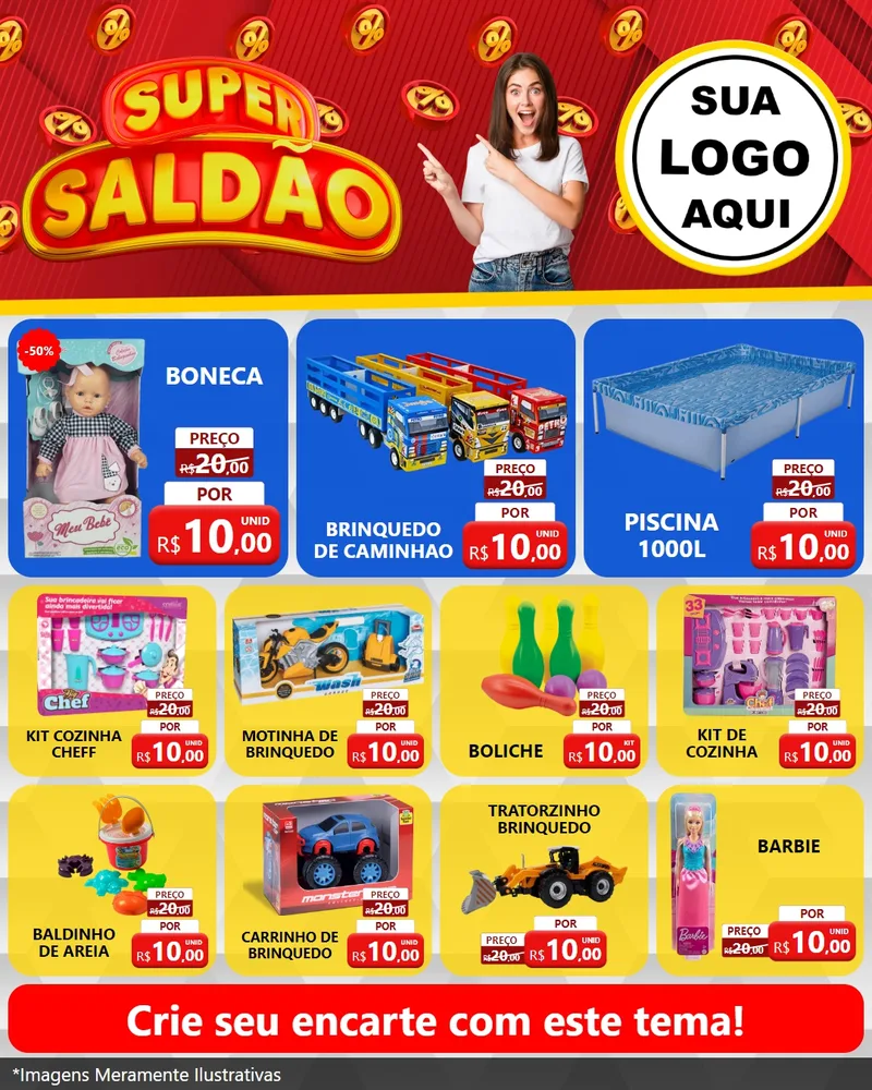 Modelo de Rede Social para Feed Instagram com o tema Super Saldão para Brinquedos