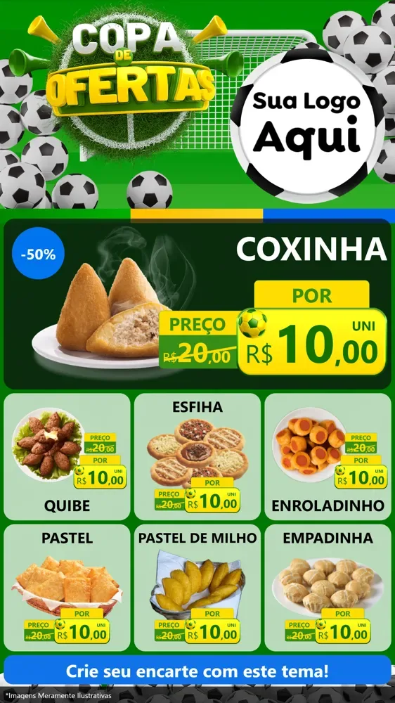 Modelo de Rede Social para Stories com o tema Copa De Ofertas para Salgadaria