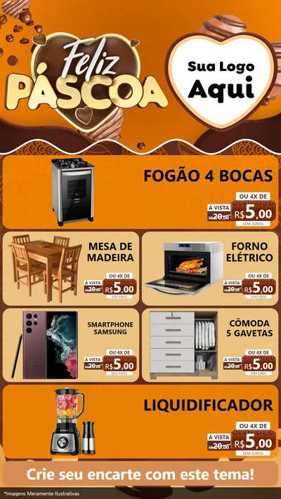 Modelo de TV para TV Vertical com o tema Feliz Páscoa para Móveis e Eletro