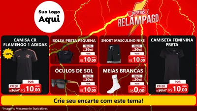 Modelo de TV para TV Horizontal com o tema Ofertas Relâmpago para Roupas e acessórios