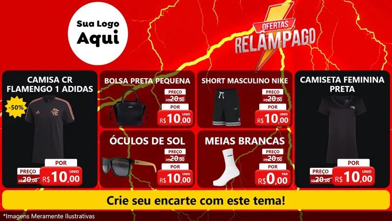 Modelo de TV para TV Horizontal com o tema Ofertas Relâmpago para Roupas e acessórios